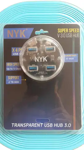 [BNIB] NYK USB 3.0 Hub 4 Ports with Transparent Case