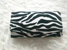 Dompet beludru clutch tas cantik animal print motif binatang zebra