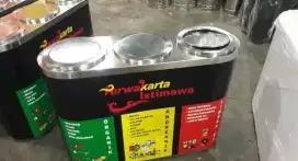 Tong sampah stainless 3 tabung