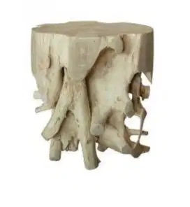 Stool bulat alami kayu jati