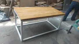 Coffe tabel besi kayu 120x50x50