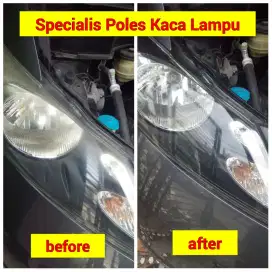 Poles Kaca lampu mobil kembali bersih