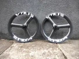 Wheelset VIETS Trispoke carbon 20 451 22 inch Vbrake velg sepeda
