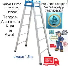 Tangga Lipat aluminium 1,5m kuat awet bisa dipanjangkan 3m 675rb Baru