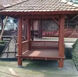 Jual Saung Gazebo Kayu Kelapa Berkualitas Ukuran 2x2 m2