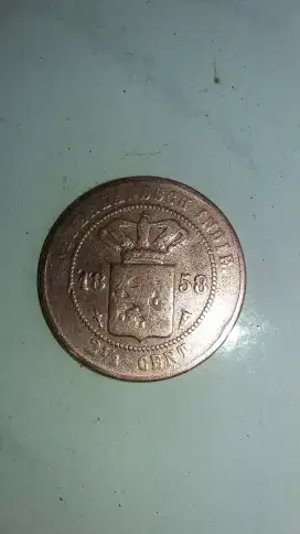 Koin nederland indie 2 1/2cent thn 1858