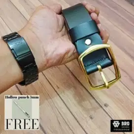 Ikat pinggang gesper kulit sapi asli buckle solid brass kuningan GB02