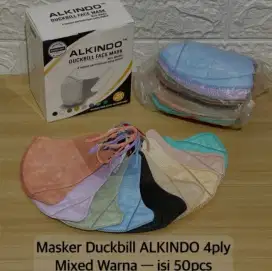 Gratis Antar - Masker Duckbill Mix Warna ALKINDO 4 PLY / LAPIS Earloop