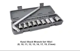 Kunci Shock Sock Socket Sok Wrench Set Motor 10pcs 10 Buah Lengkap