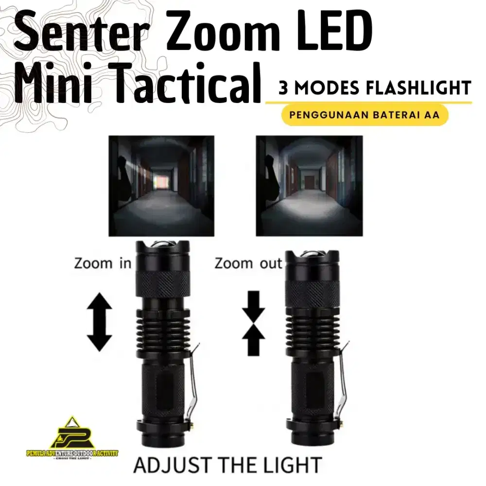 Senter Saku Zoom Mini LED Tactical 3Modes