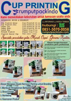 CUP PRINTING, SABLON CUP, PAPER CUP, CUP LID SEALER, GELAS PLASTIK