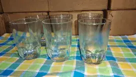 Gelas Bening Clear Jadul (P-28) Set 6 pcs Motif Semi Bulatan, murah