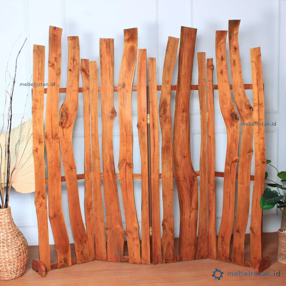 SKETSEL KAYU 4 DAUN NATURAL WOOD | PENYEKAT RUANGAN | SKETSEL