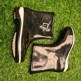Sepatu Boots Wanita Import Glossy Black