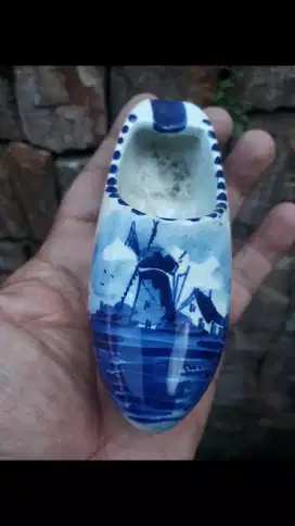 Antik vintage asbak keramik delft made in holland eropa orisinil