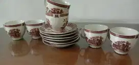 Cangkir teh motif eropa coklat