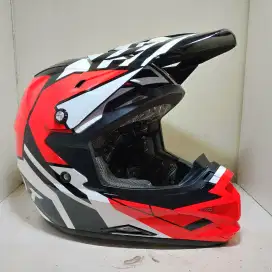 Helm KYT Cross Over Super Fluo Putih Merah Motocross Size M