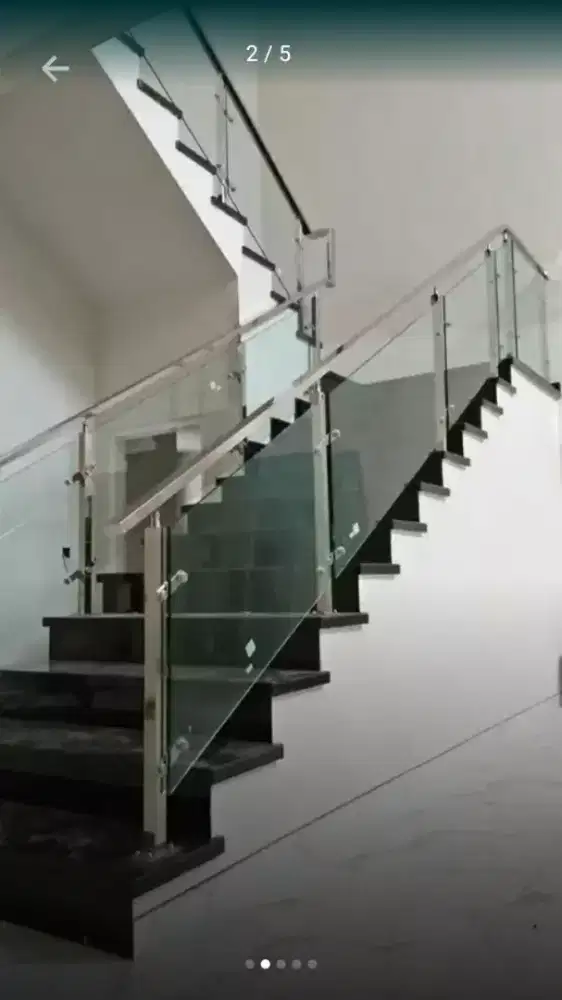 Ralling Tangga stainless kaca tempered