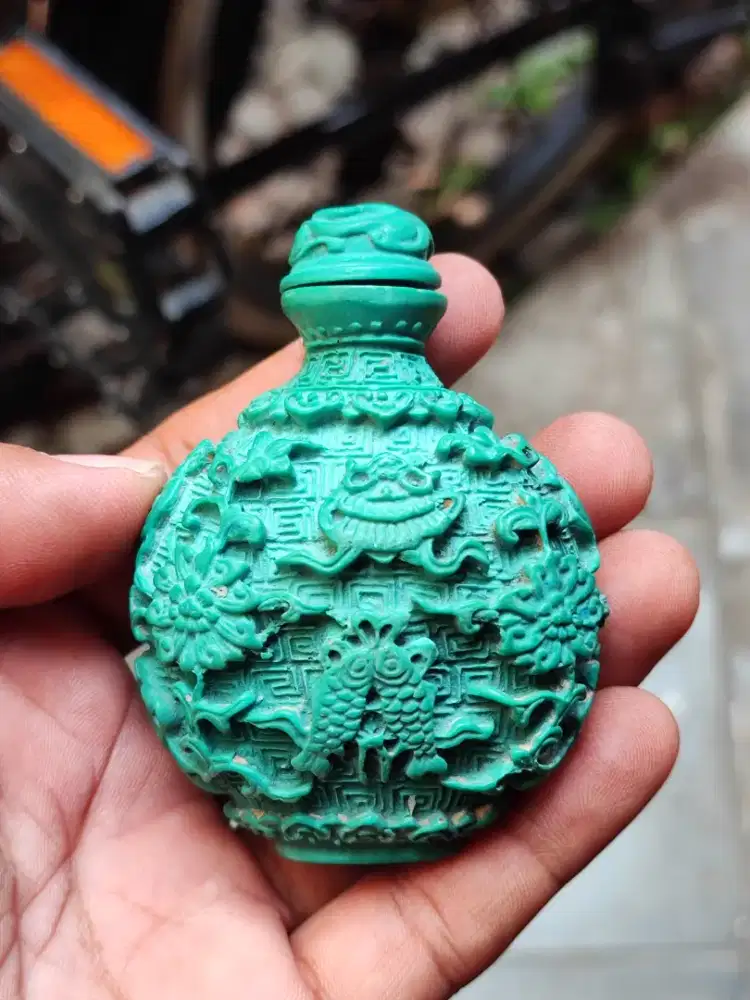 Vintage Carved Blue Chinese Perfume Bottle