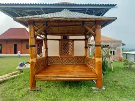 Gazebo saung bambu lengkap dan murah