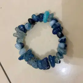 Gelang batu akik biru original bukan plastik