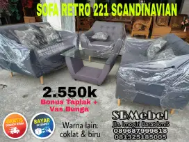 Ready abu Sofa Retro 221 Kain kanvas Dhapnie - Gratis Ongkir