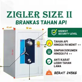 Brankas Tahan Api (Tinggi 70) ZIGLER II safety cash box baru bekas