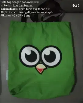 Totebag Lucu,bahan kanvas tebal berfuring.Like New