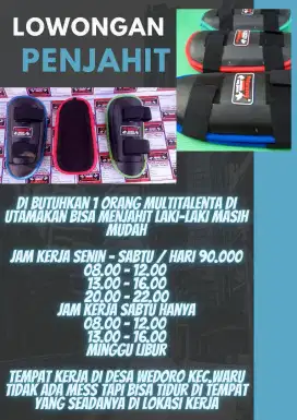 Lowongan penjahit Laki-Laki