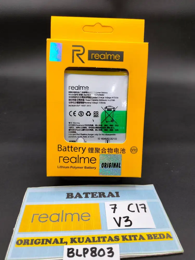 Baterai Realme 7 Realme C17/V3 BLP803 Baterai REALME 8 BLP841 Original