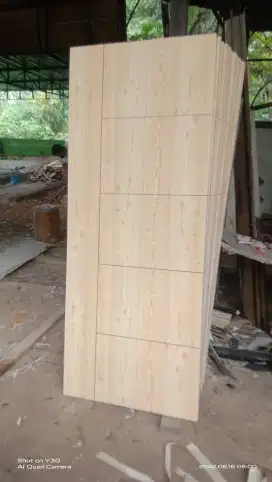 Pintu kayu. Besi. Multiplek