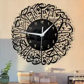 lukeni jam dinding bulat Quartz surah al-ikhlasa islam decor  30cm