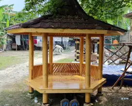 Saung gazebo segienam kayu jatibelanda setara ukurn 2x2