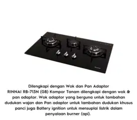 Kompor Tanam gas Rinnai 3 Tungku RB-713N GB
