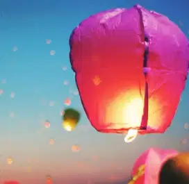 Lampion Terbang Warna Warni