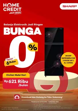 Kulkas SHARP DP 0% BUNGA 0% By HOMECREDIT