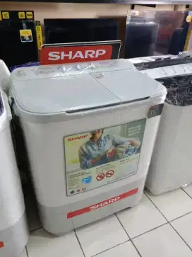 Bisa Cicilan.Mesin cuci 2tabung 7kg Sharp ( es-t80mw-bk/pk ) puremagic