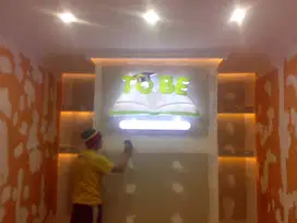 Pemasangan plafon gypsum dan pvc rata bebas gelombang