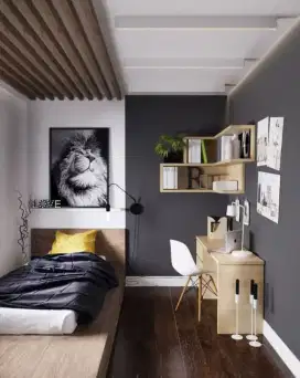 Interior desain kamar tidur,almari pakaian/wardrobe,dipan,backdrop tv