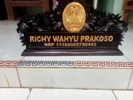 Papan nama kantor motif ukir materil kayu jati perhutani