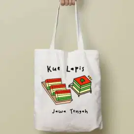 Totebag Kanvas Gambar Makanan Tradisional Indonesia