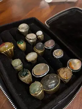 Cincin batu akik kecubung bacan stone hujau cream coklat ring koleksi