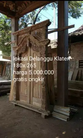 Pintu kusen kayu jati ukir baru