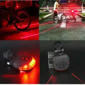 Lampu Belakang Sepeda 5 LED Light with Laser Bike Bicycle