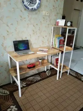 Meja belajar set dengan rak model industrial