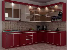 Kitchen set lemari meja dapur rak tangga dipan penyekat teller resepsi