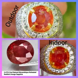 Natural Orange Sapphire 3.47 Carats Memo Noheated