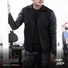 Jaket Comby Leather Black LMH Korean Style - SK80
