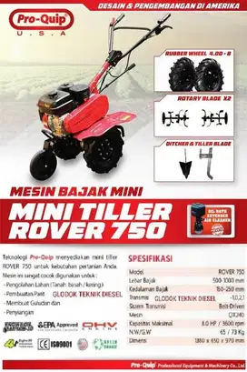 Gasoline Mini Tiller (Mesin Traktor Bajak Tanah) - PROQUIP ROVER 750