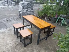 Meja warkop 1 meja 4 kursi full kayu